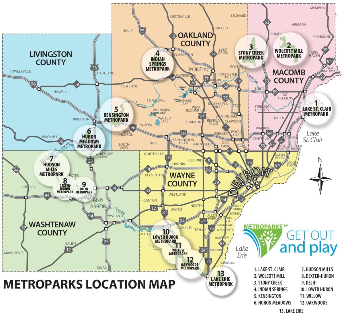 county bản đồ của Detroit