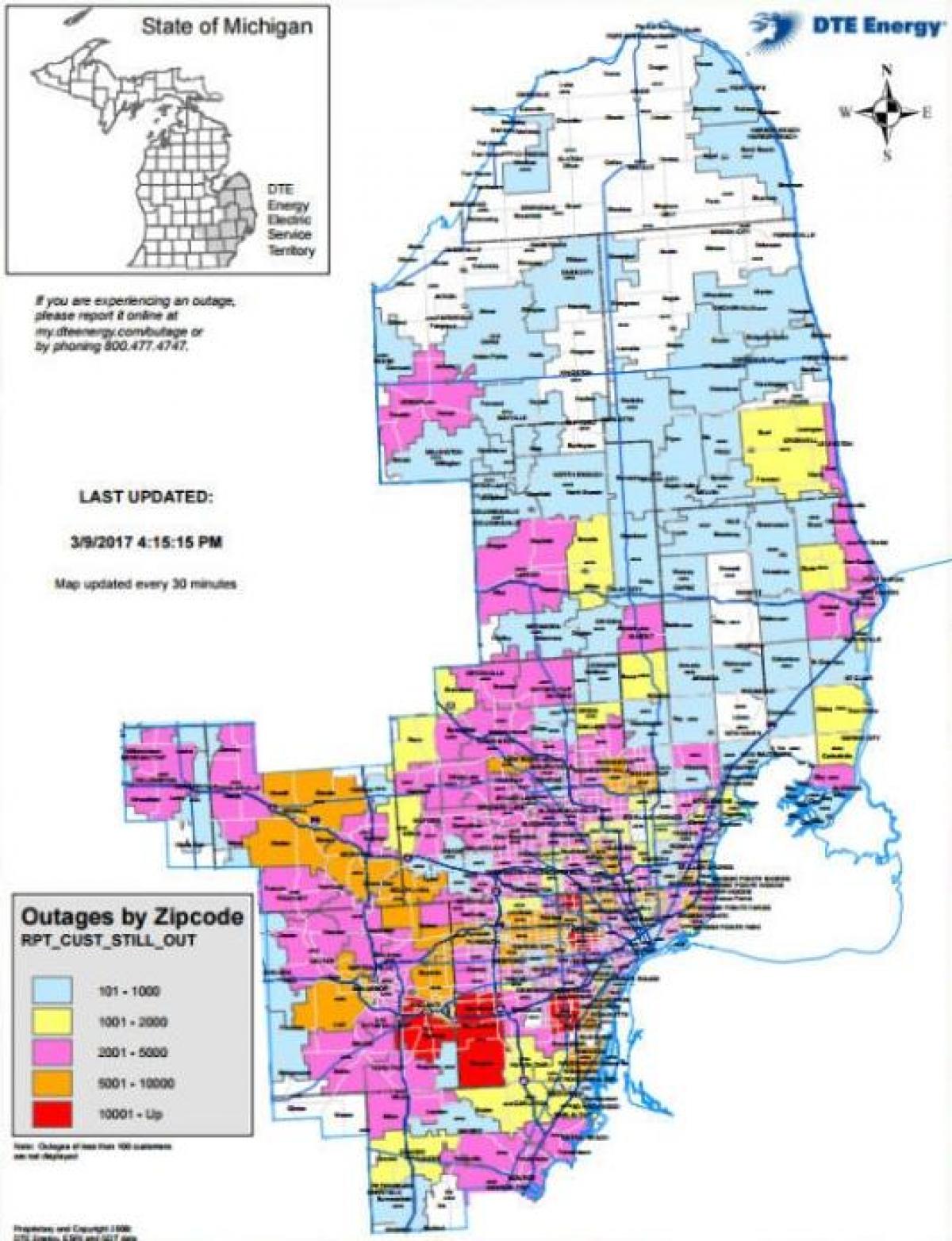 Detroit edison cúp điện bản đồ