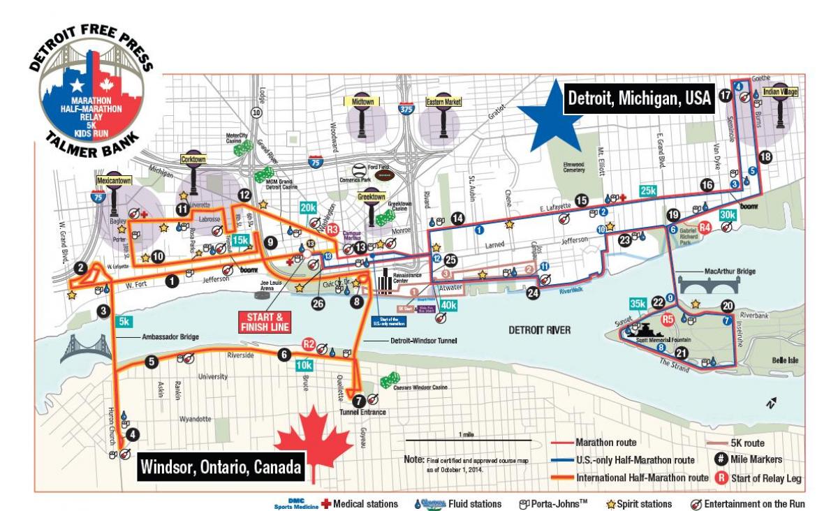 bản đồ của Detroit marathon