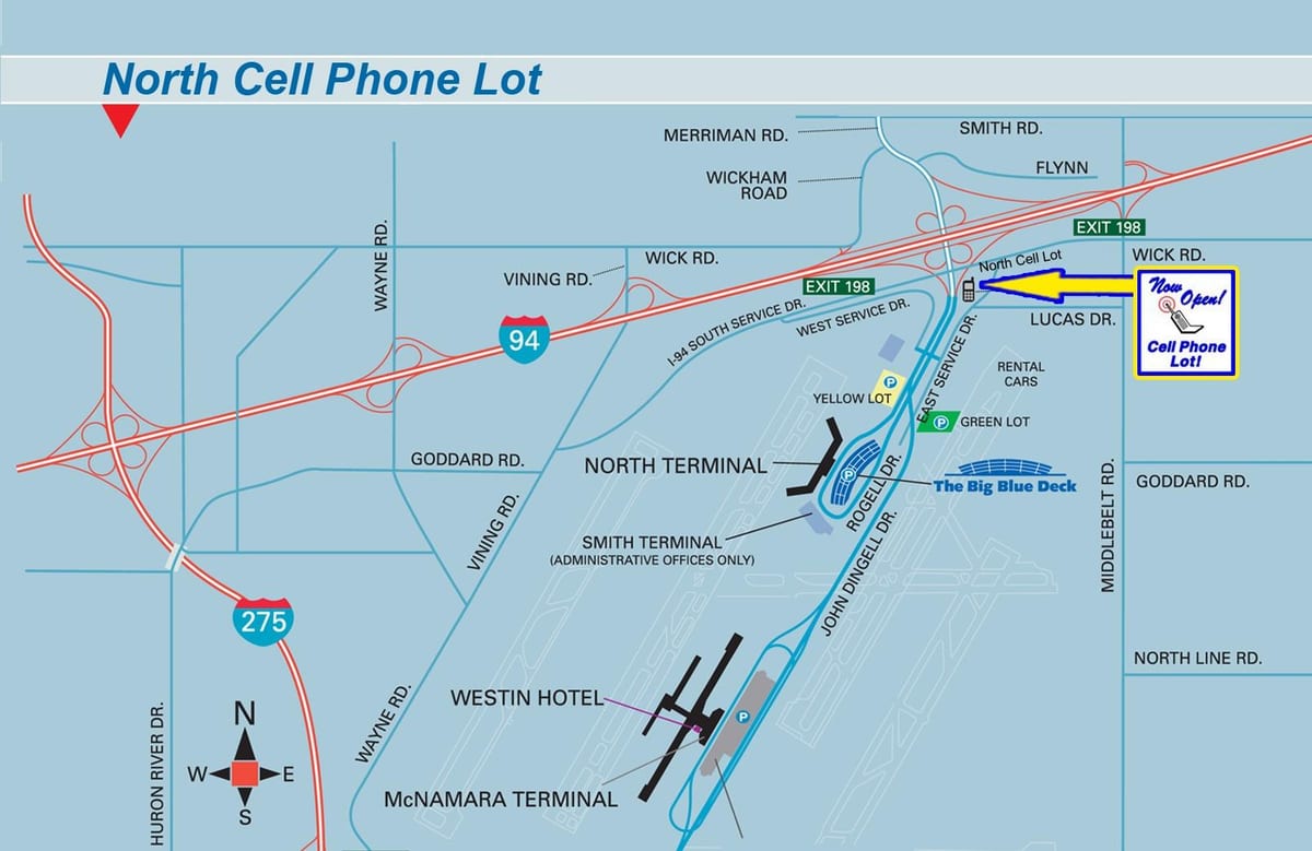 bản đồ của Detroit Metro Sân bay