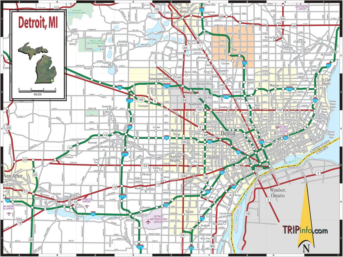 bản đồ Detroit Michigan