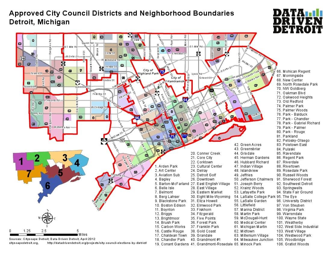 quận Detroit bản đồ