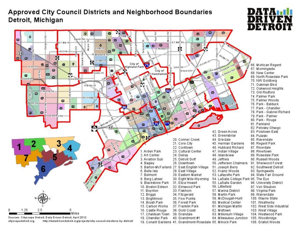 quận Detroit bản đồ