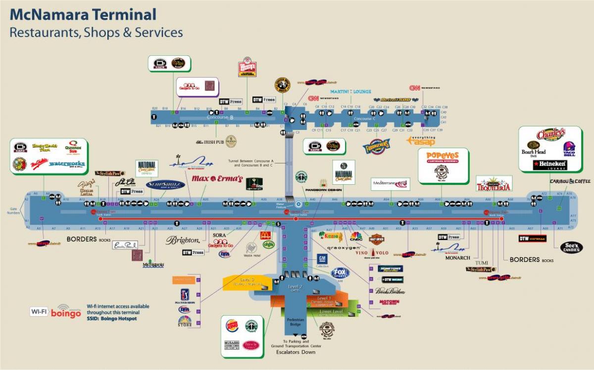 Detroit Sân bay hàng bản đồ