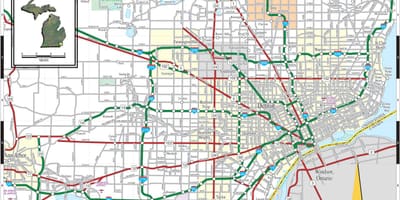 Detroit Michigan trên bản đồ