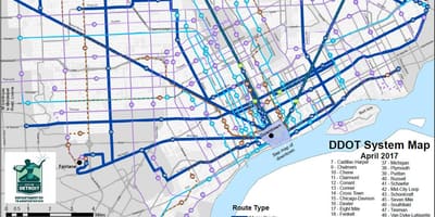 Bản đồ của Detroit xe Buýt