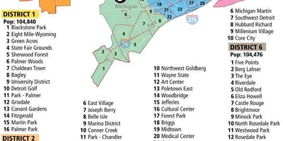 Bản đồ của Detroit khu phố