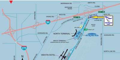 Bản đồ của Detroit Metro Sân bay