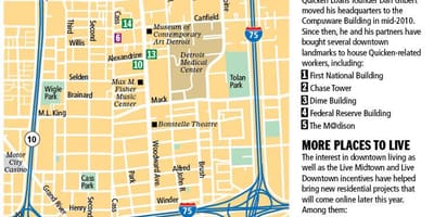 Bản đồ của trung tâm thành phố Detroit
